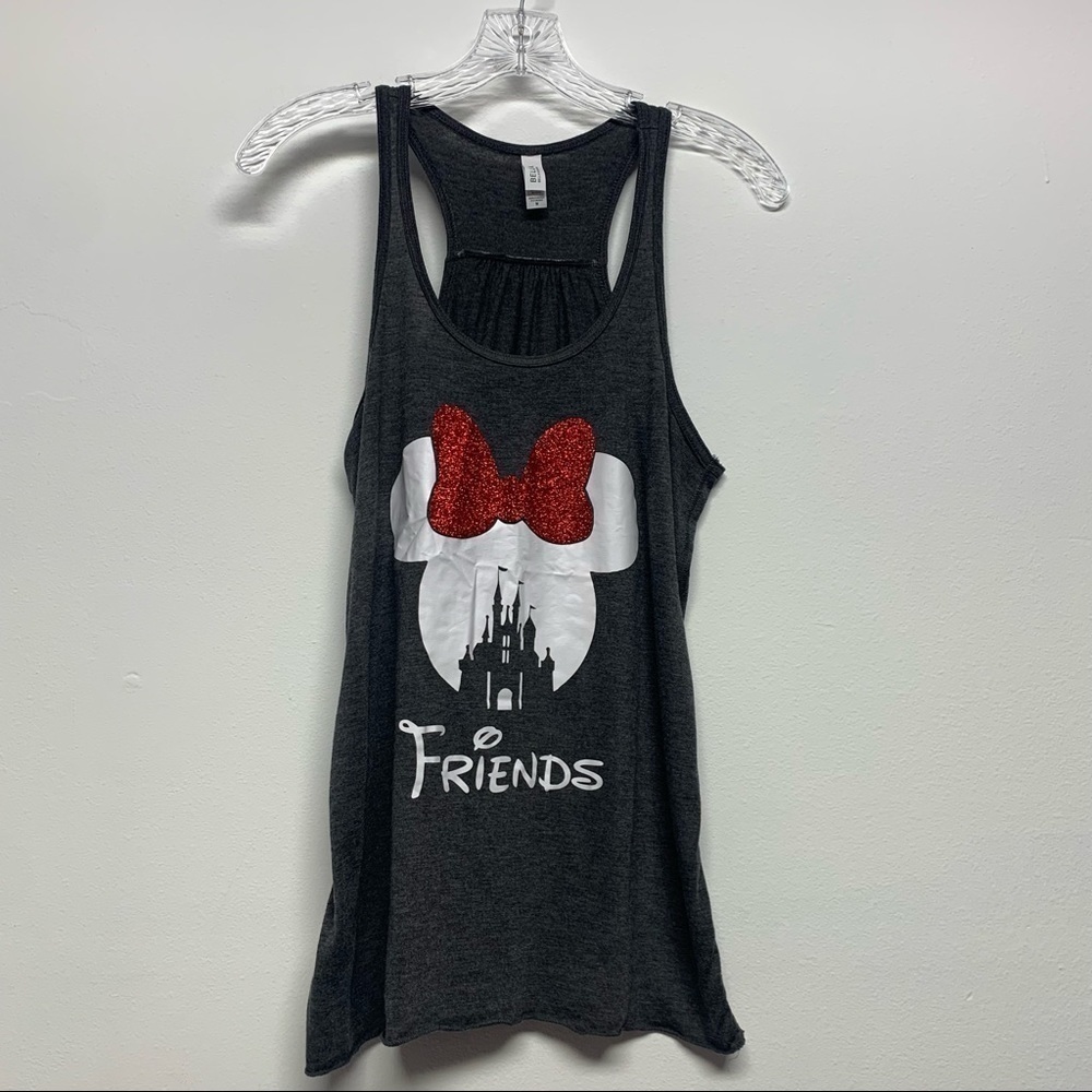 Bella + Canvas Size M Disney Castle Glitter Bow Friends Minnie Mouse Tank Top